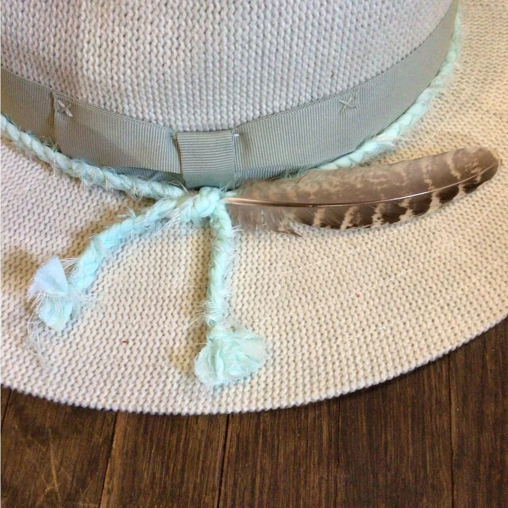NEW! Rare Wyeth baby blue  Braided Band and Feather rancher woven - Picture 3 of 4